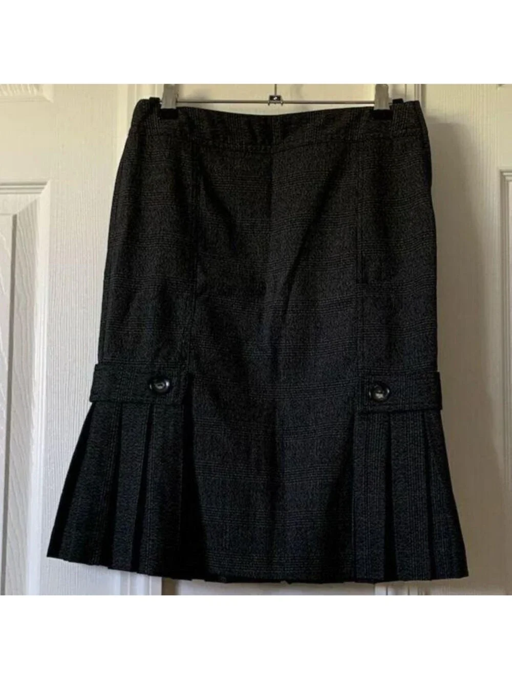 BCX Black Pleated Skirt with Button Detail